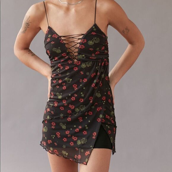 Uo bright side lace up mini dress - Picture 1 of 7